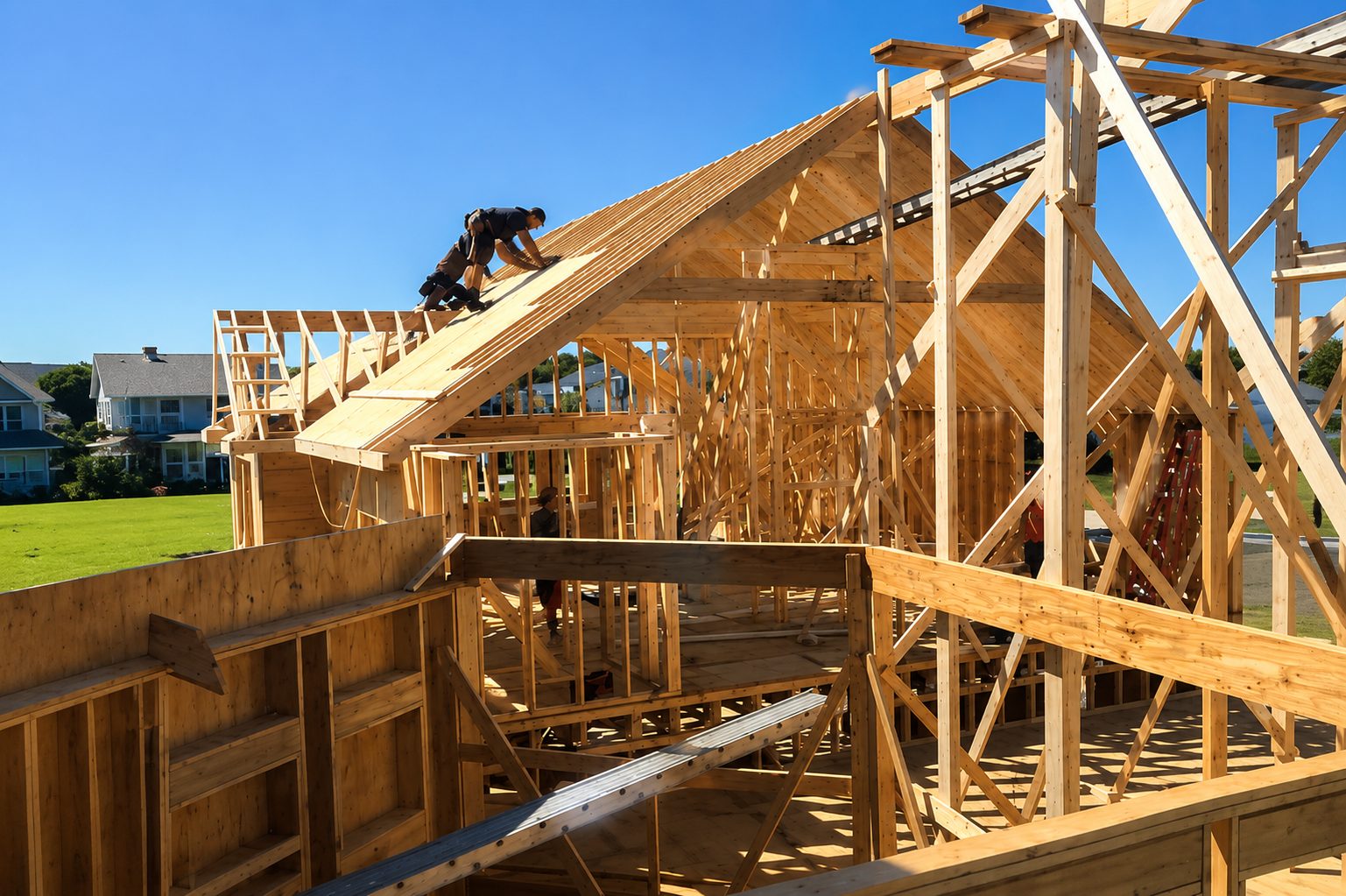 Exterior framing during a Dixon Design Build Group construction project